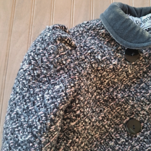 Rothschild Vintage Wool Princess Toddler Velvet Button Down Tweed Insulated Coat - Picture 2 of 11